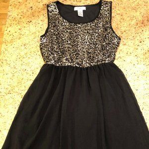 Pinky Womens Black & Gold Sequin Top Dress Size S